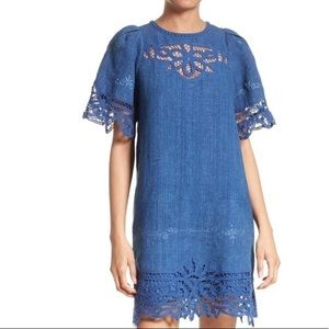 Sea New York BATTENBERG LINEN DRESS Size 2